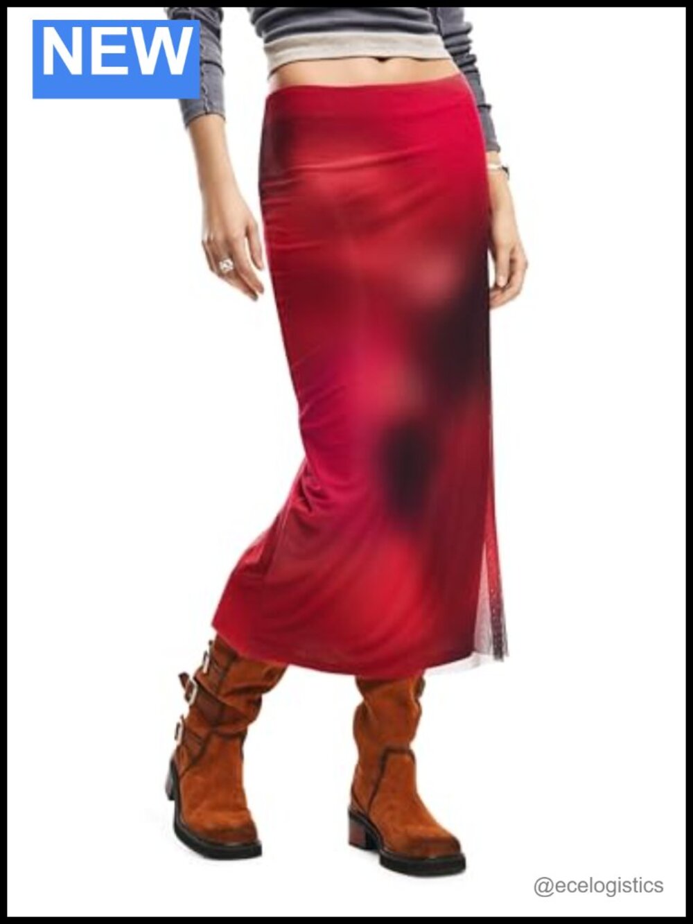 Desigual Midi Skirt Polyester Elastane Chevron Pull On